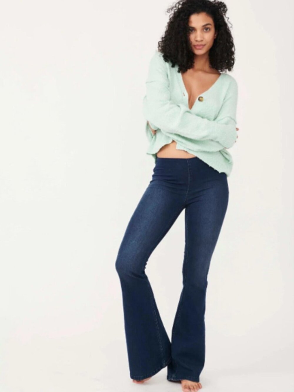 We The Free Penny Pull-On Flare Jeans | Washed Black | 70s Inspired | Sz 28